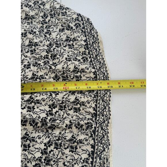 Max Studio Blouse Womens Medium Black White Floral Boho Peasant Cottagecore Folk - Picture 8 of 9